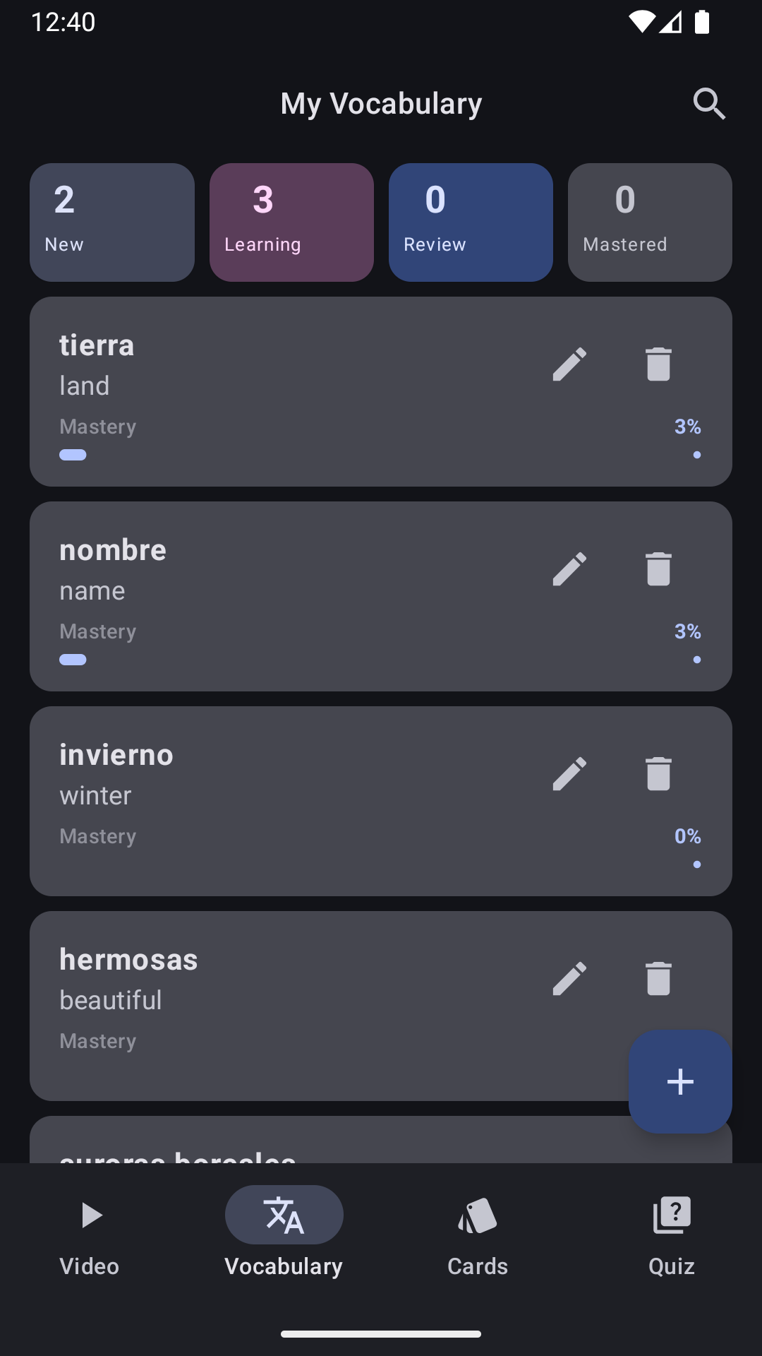 VidWord Vocabulary List - Build your personal dictionary from YouTube videos