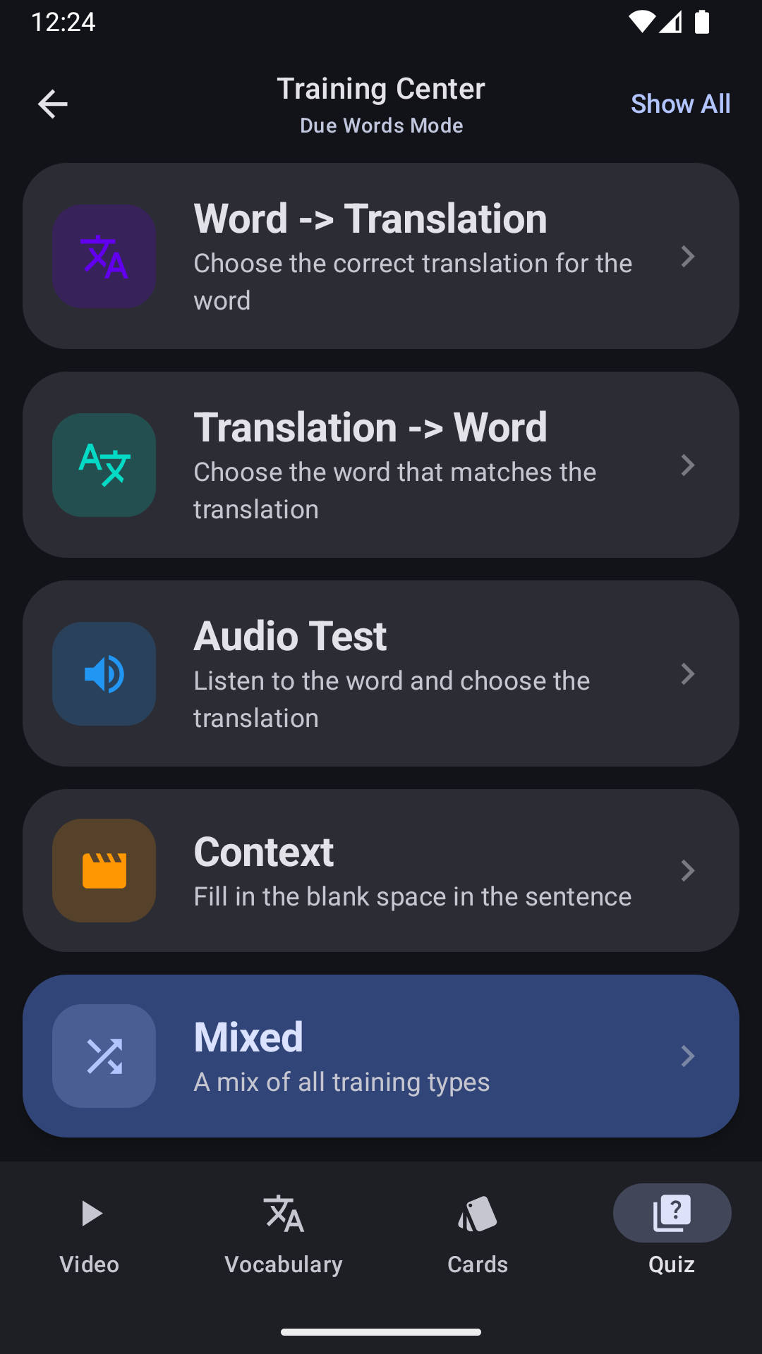 VidWord SRS Flashcards - Master new words with Spaced Repetition System